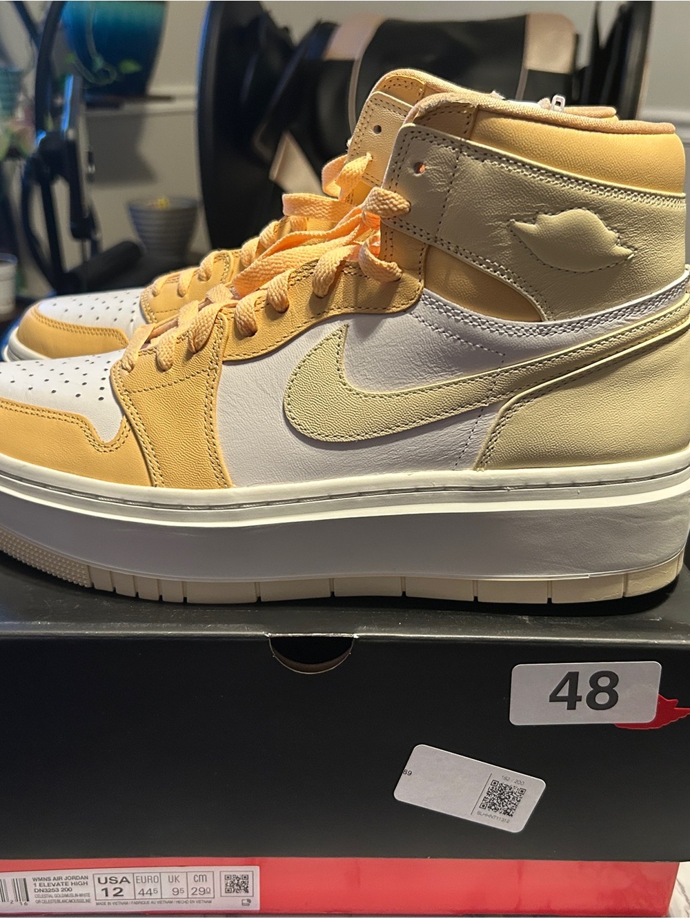 Jordan Women’s High-Top Sneaker - Pale Yellow & White